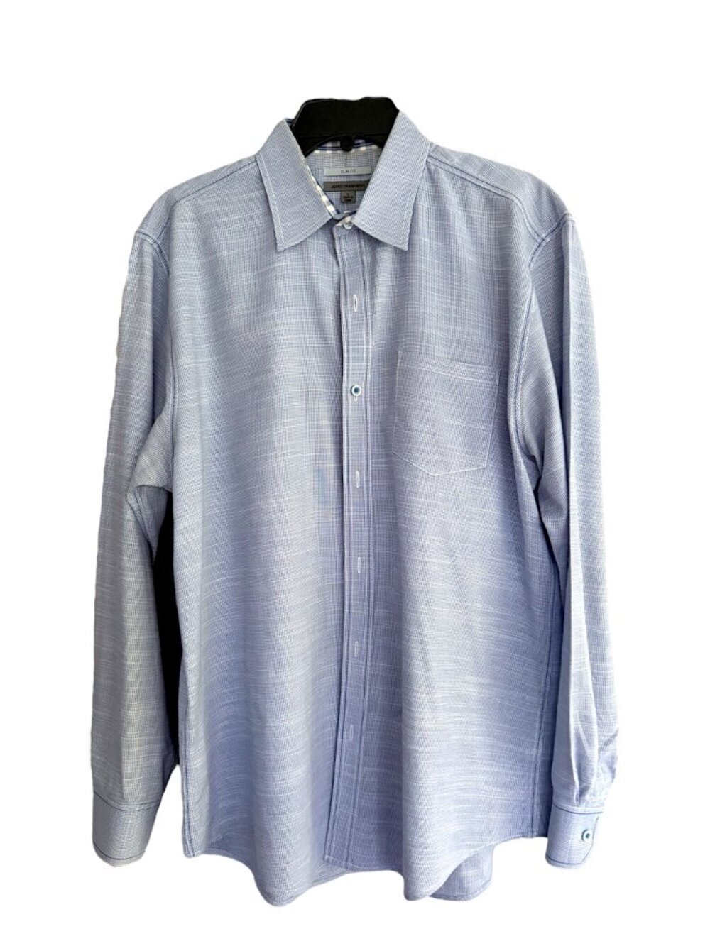 Men’s Johnston & Murphy Long Sleeve Shirt Preppy Lightweight Blue Button Down Lg